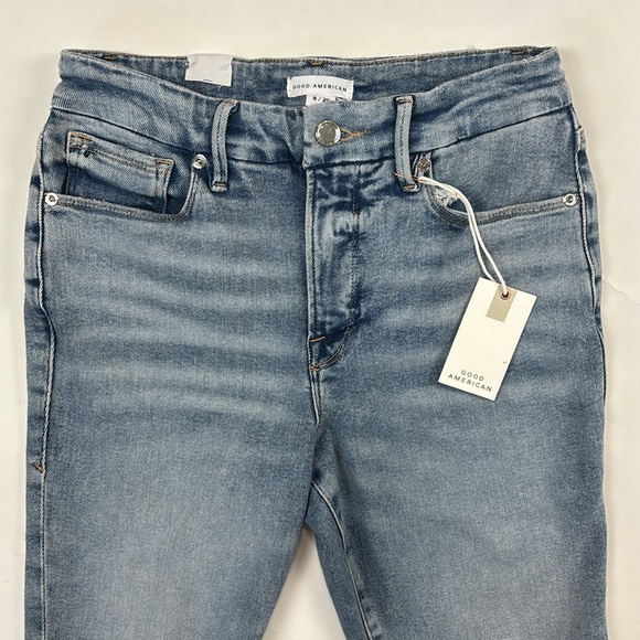 Good American Good Legs Destroyed Skinny Leg Ankle Cropped Designer Jeans - Picture 5 of 16